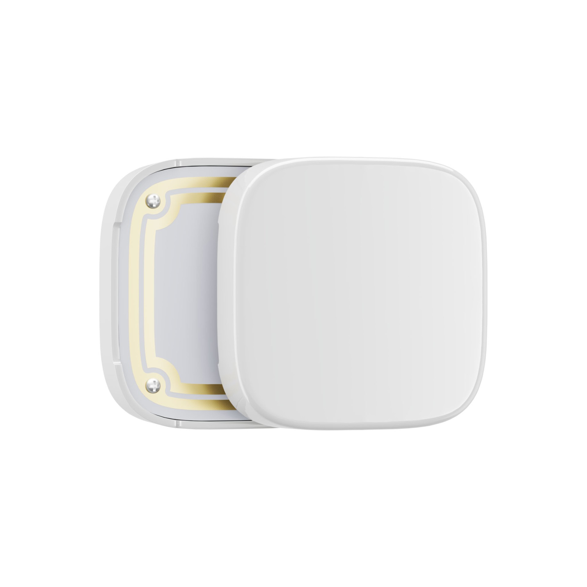 2 проводных датчика протечки воды Ensystec Leak Sensor RF/ZB 2 проводных датчика протечки воды Ensystec Leak Sensor RF и ZB — вид спереди и сзади